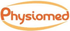 Orangefarbener „Physiomed“-Schriftzug mit ovalem Umriss. Logo Physiomed Krankengymnastik Heilbronn